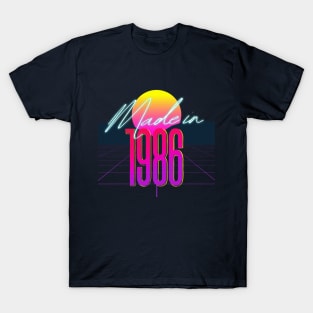 Made In 1986 ∆∆∆ VHS Retro 80s Outrun Birthday Design T-Shirt
